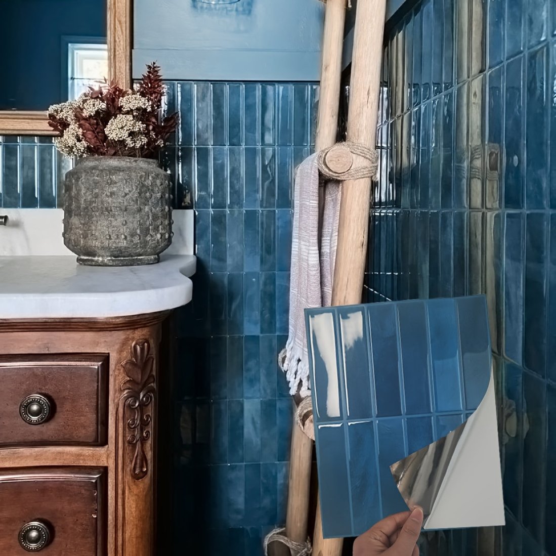 3D Veggfliser Kjøkken Bad Vanntett Varmeresistent Design 7