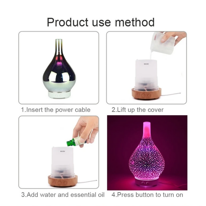 Aroma Diffusor 3D Glassvase med LED Lys 6