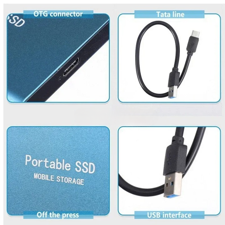 Bærbar SSD Disk Høyhastighetslagring Kompakt Design 6