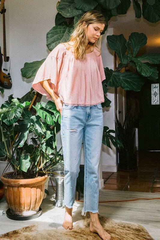 Bukser Dame Høy Midje Ankel Rett Ben Denim 1