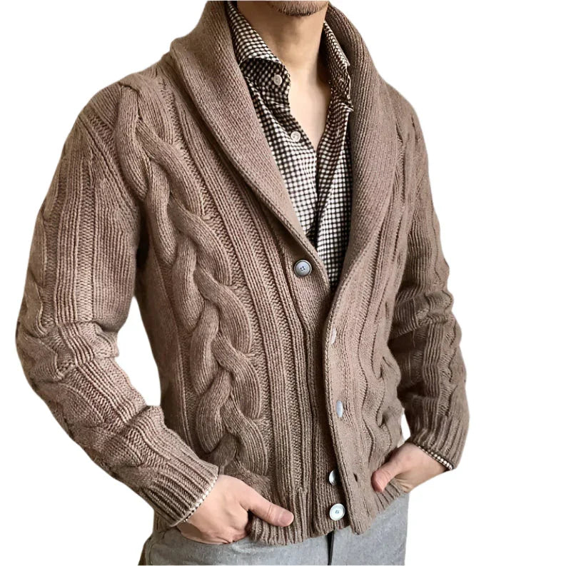 Cardigan Jakke Herre Strikket Merino Ull Allsidig Design 7