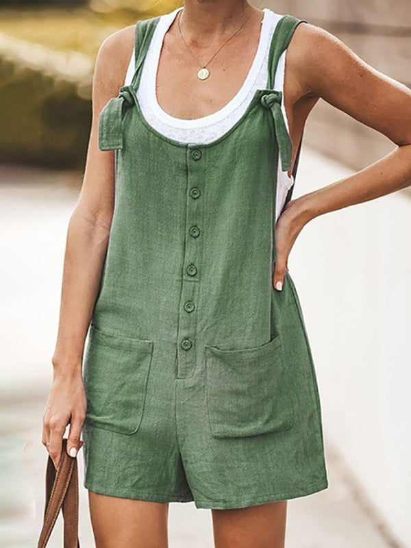 Dame Bib Shorts i Bomull og Lin med Blomsterdesign 5