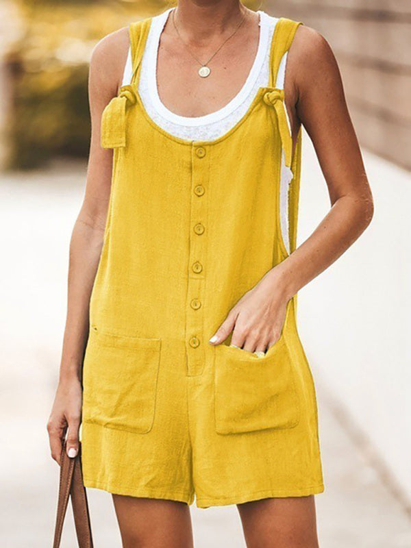 Dame Bib Shorts i Bomull og Lin med Blomsterdesign 6