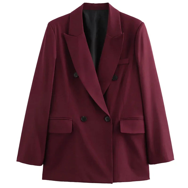 Dame Blazer Jakke Dobbeltknapping med Krage 0