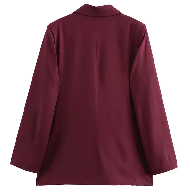Dame Blazer Jakke Dobbeltknapping med Krage 4