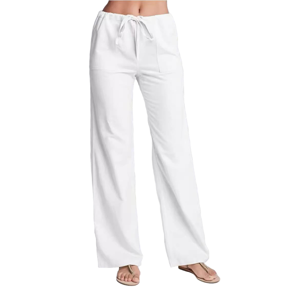 Dame Bukser Løse Passform Bomull Lin Blandinger 0