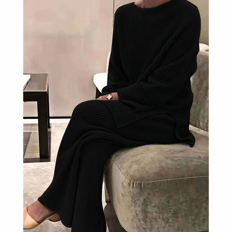 Dame Casual Set med Strikket Genser og Bukser 1