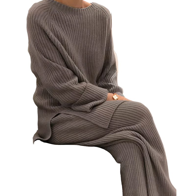 Dame Casual Set med Strikket Genser og Bukser 2