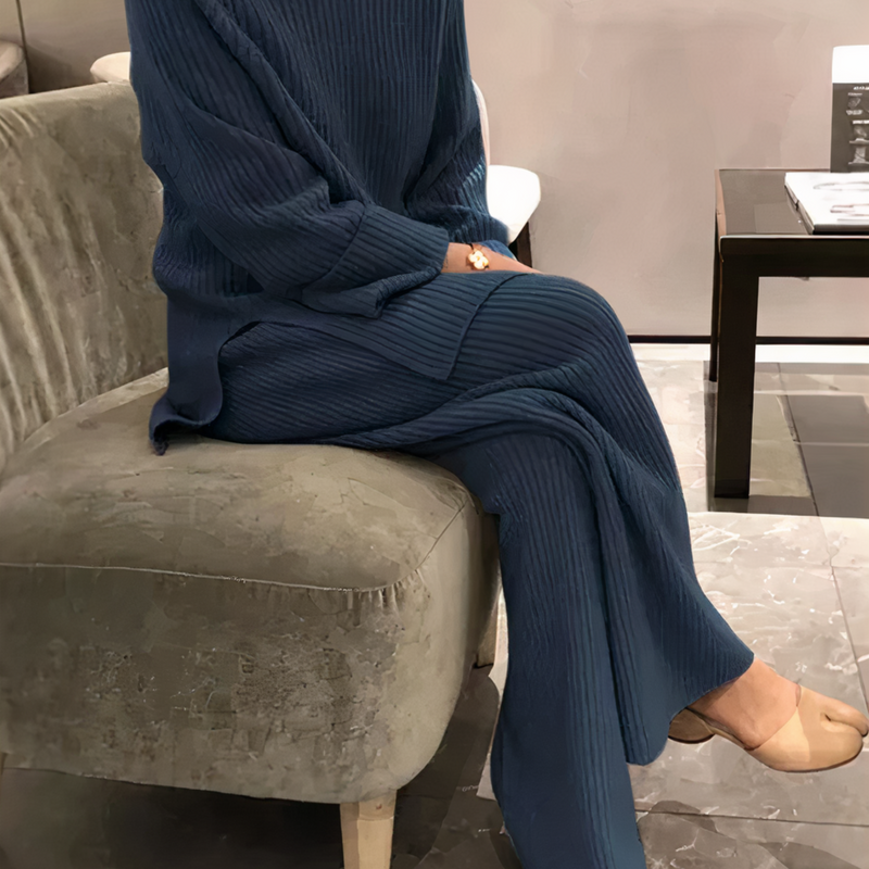 Dame Casual Set med Strikket Genser og Bukser 3