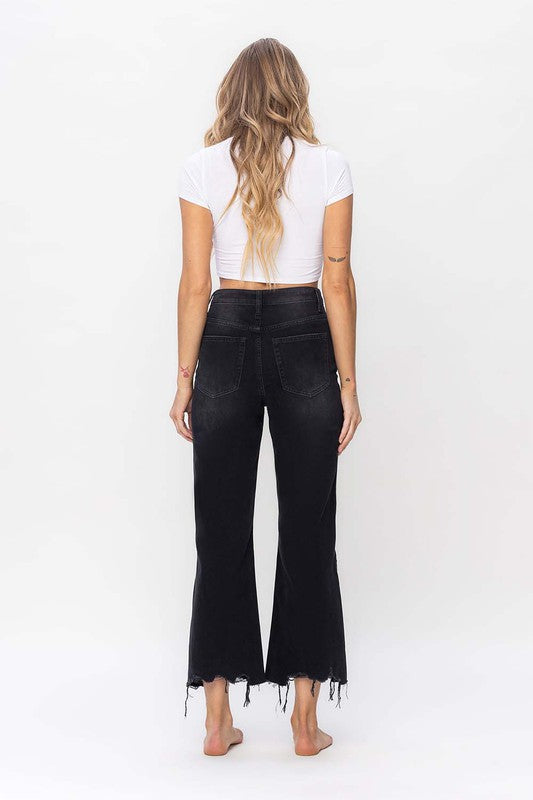 Dame Crop Flare Jeans Vintage 90-tall Svart 4