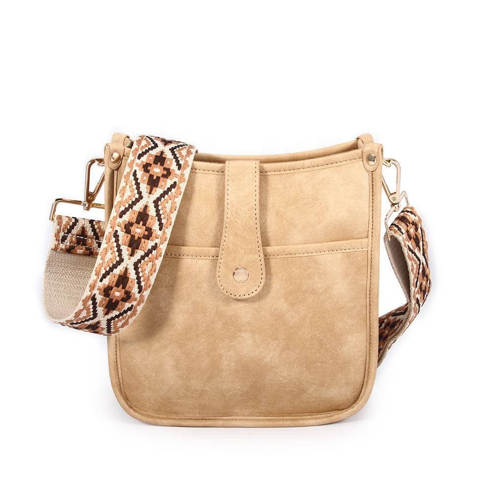 Dame Crossbody Veske Gitarsnor Vegansk Lær Justerbar Stropp 0
