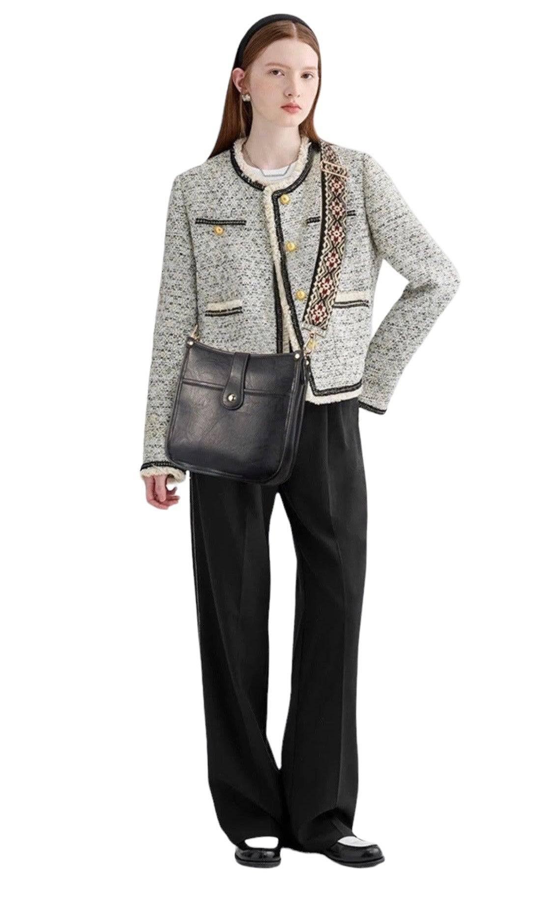 Dame Crossbody Veske Gitarsnor Vegansk Lær Justerbar Stropp 2