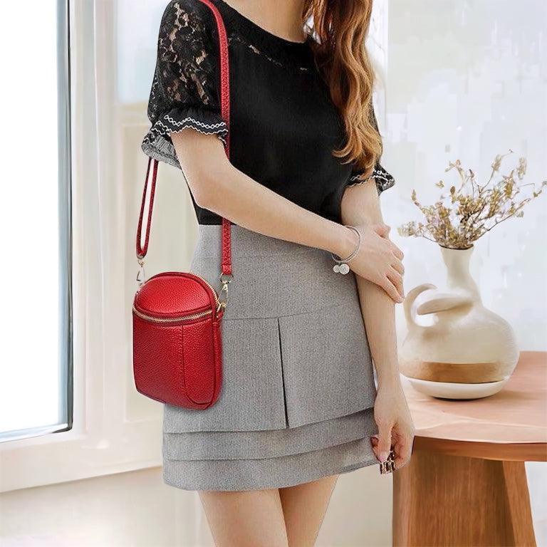 Dame Crossbody Veske i Vegansk Skinn Kompakt Design 6