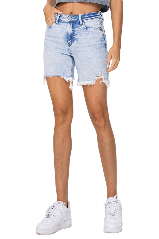 Dame High Rise Midi Shorts Lys Denim 0