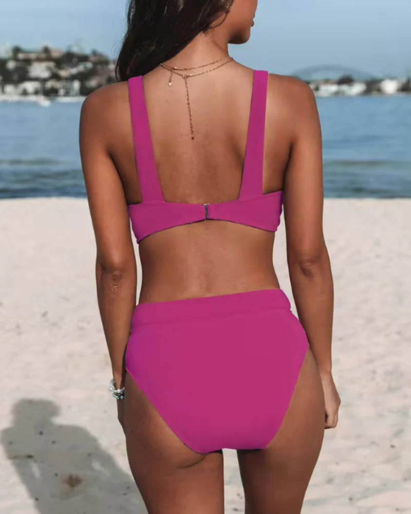 Dame Høy Midje Bikini Ensfarget 6