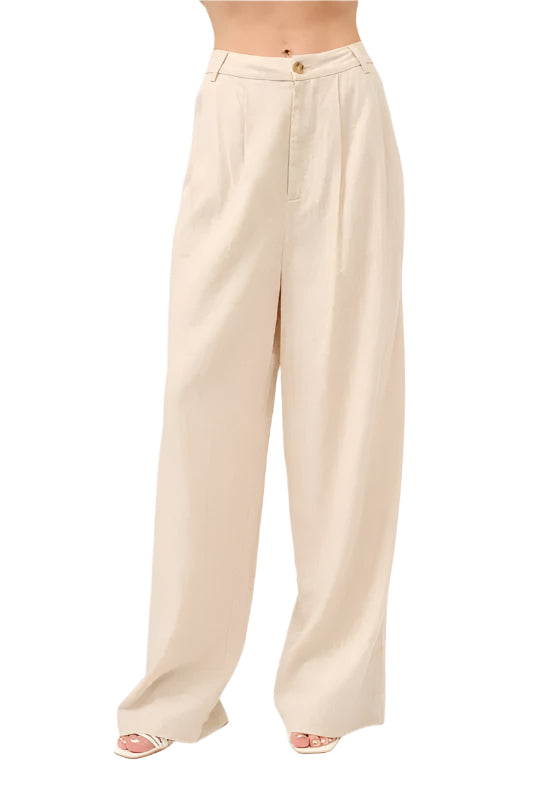 Dame Høyt Liv Bred Ben Linblandede Bukser 0