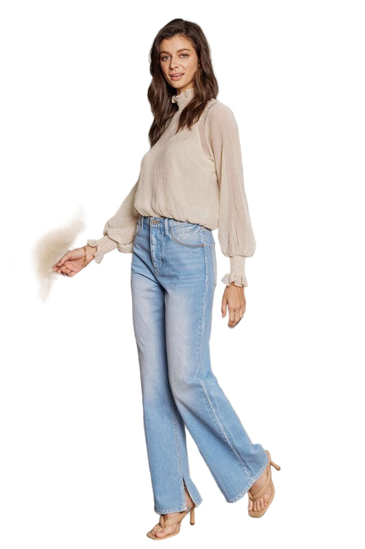 Dame Jeans Flare Høy Midje Denim 90-talls 0