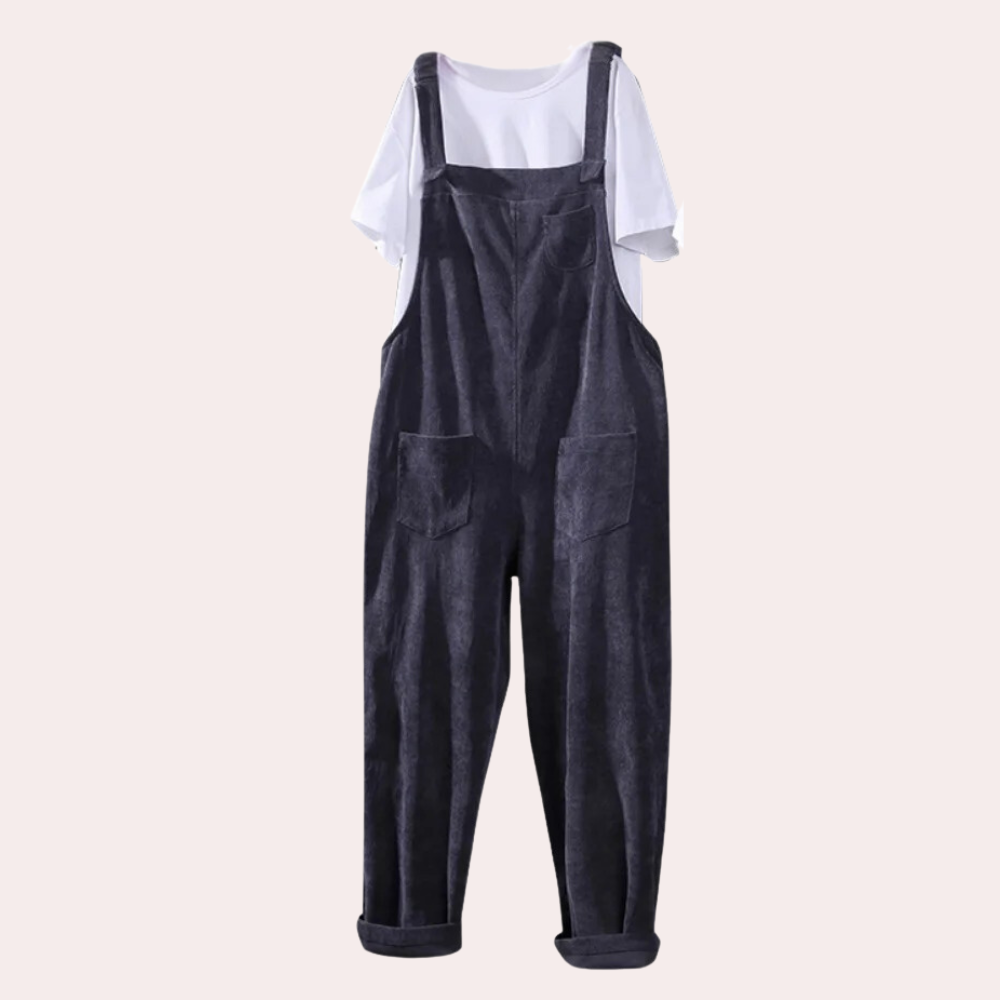 Dame Jumpsuit Fløjl Løs Passform med Lange Bukser 1