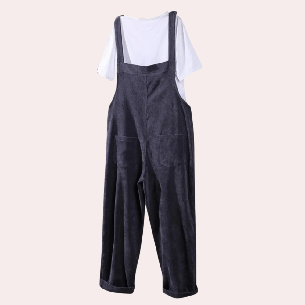 Dame Jumpsuit Fløjl Løs Passform med Lange Bukser 2
