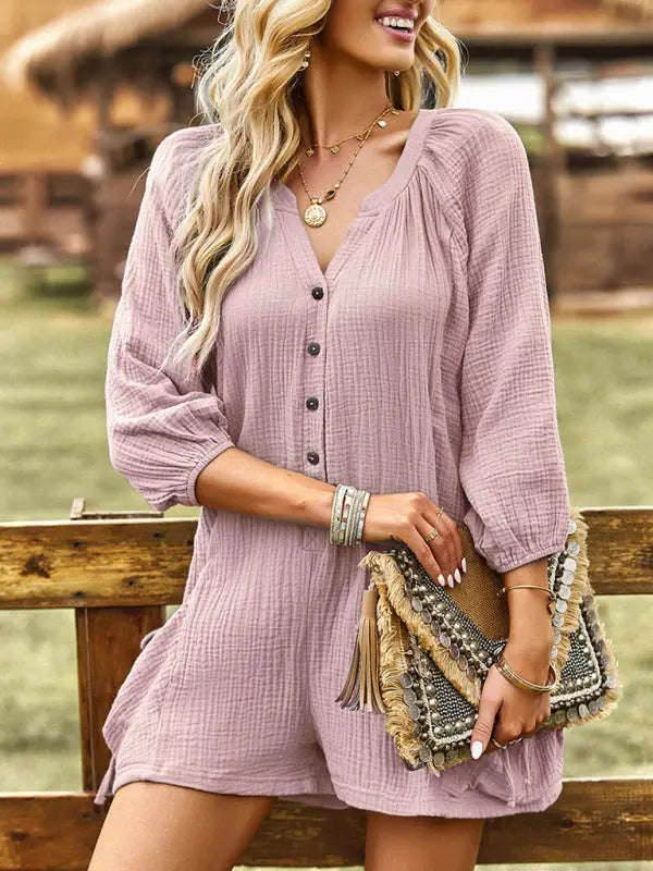 Dame Jumpsuit Løs Design i Bomull og Lin 10