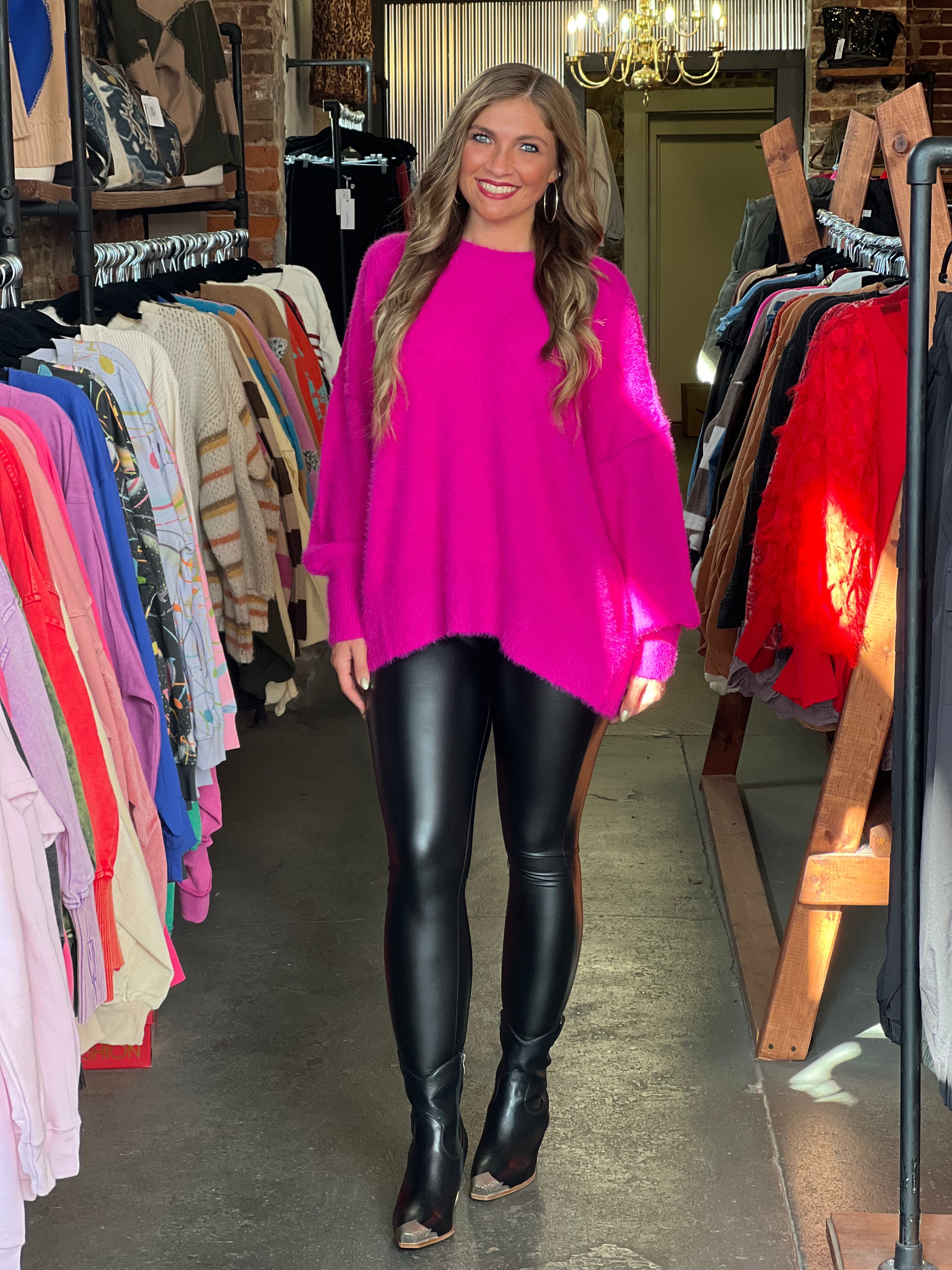 Dame Leggings i Kunstlær Svart 1