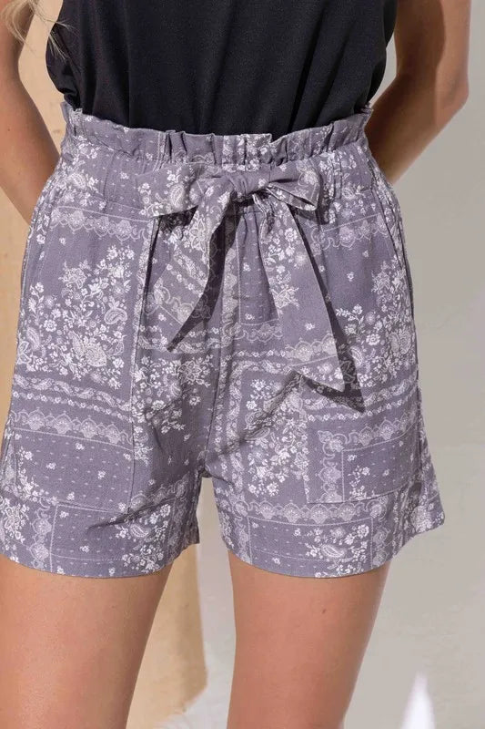 Dame Linshorts Boho Print Lett Pustende 7