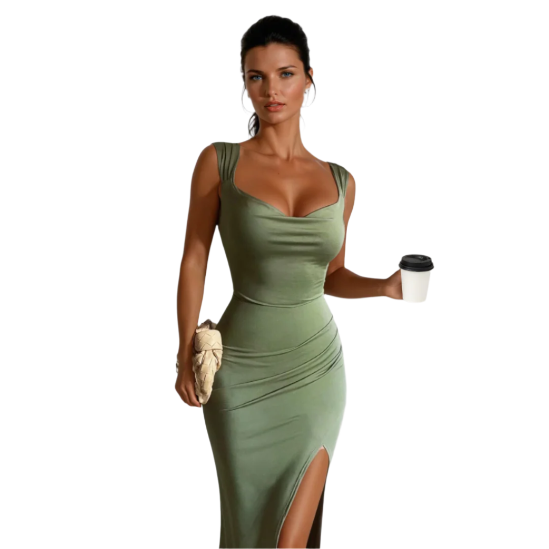 Dame Midi Kjole Med Stilfull Ryggdetalj Polyester 0