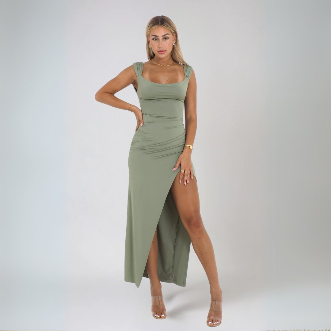 Dame Midi Kjole Med Stilfull Ryggdetalj Polyester 1