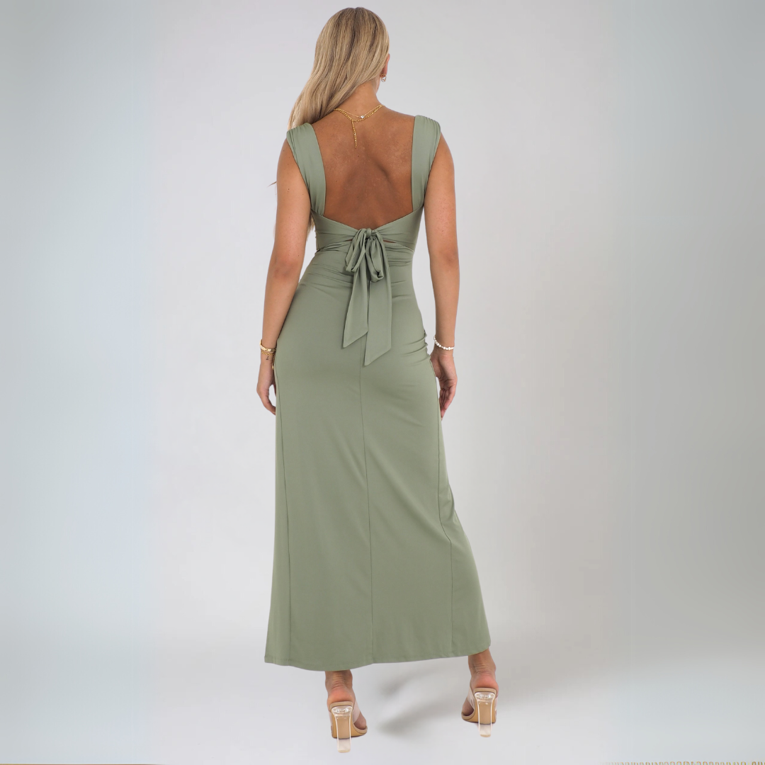 Dame Midi Kjole Med Stilfull Ryggdetalj Polyester 2
