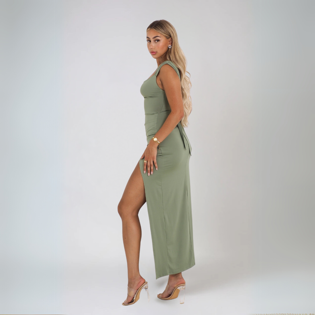 Dame Midi Kjole Med Stilfull Ryggdetalj Polyester 3