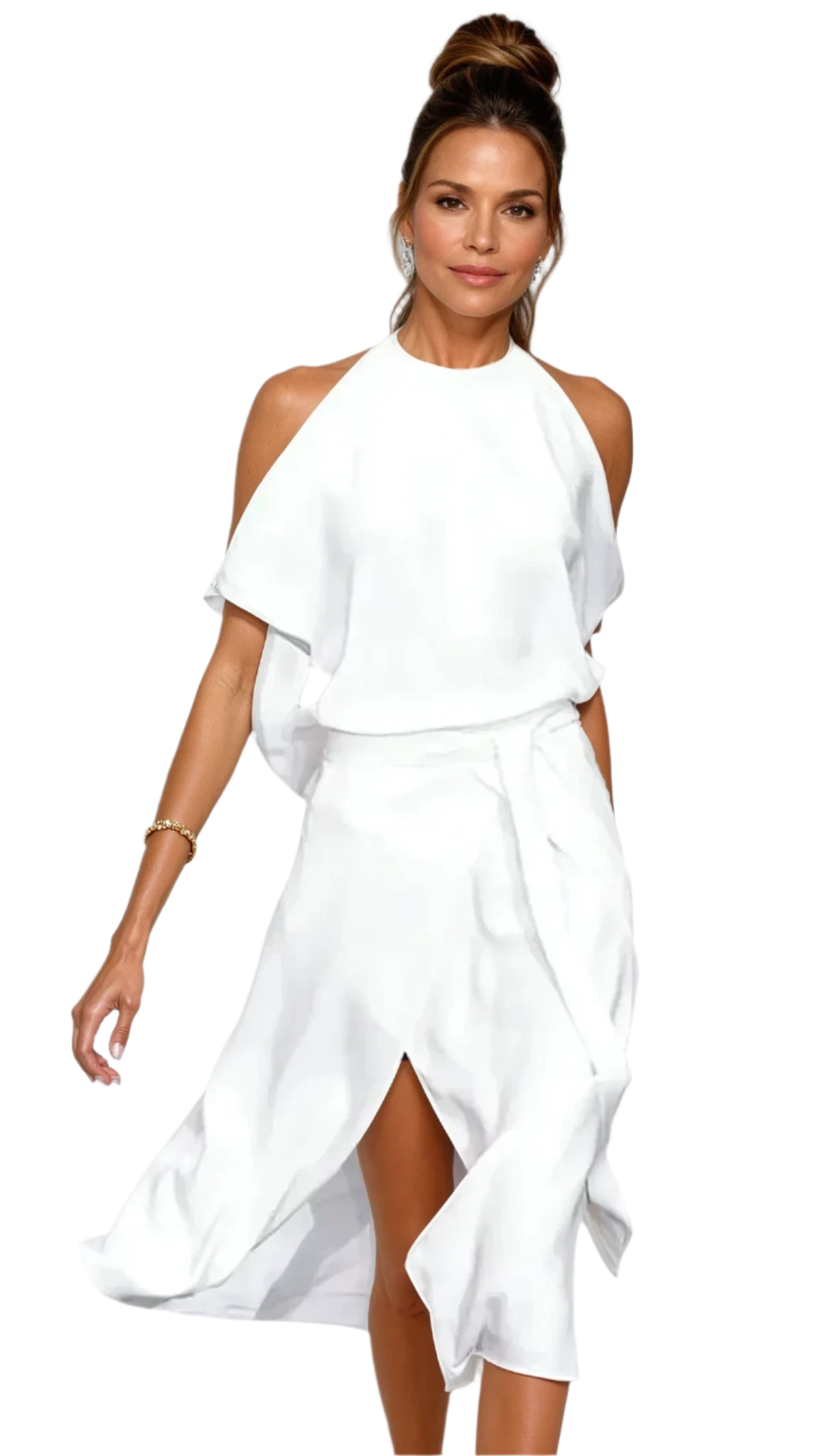 Dame Midikjole med Asymmetrisk Design og Utringning 0