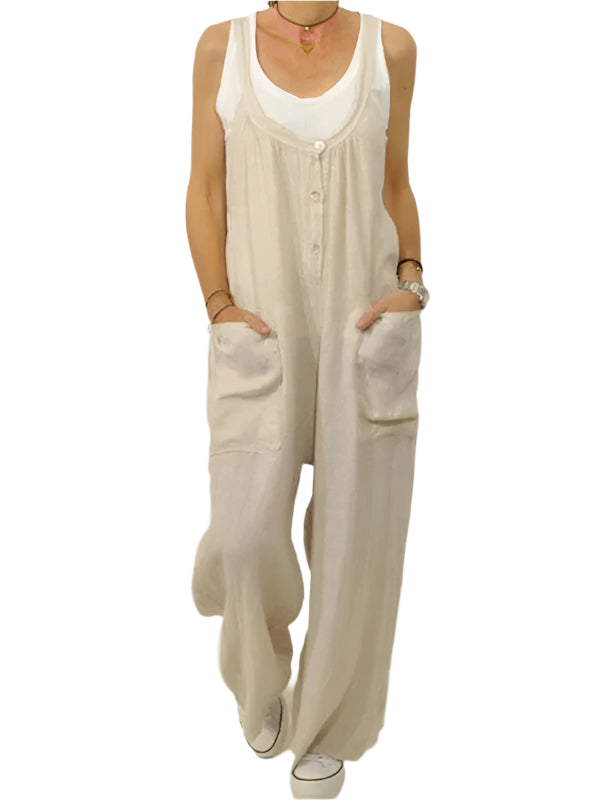 Dame Overall med Lommer i Bomull og Lin 0