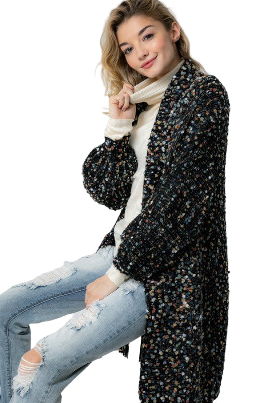 Dame Oversized Cardigan Marled Strikket 0