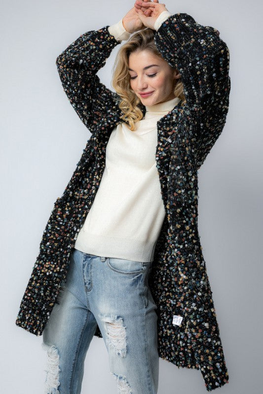 Dame Oversized Cardigan Marled Strikket 1