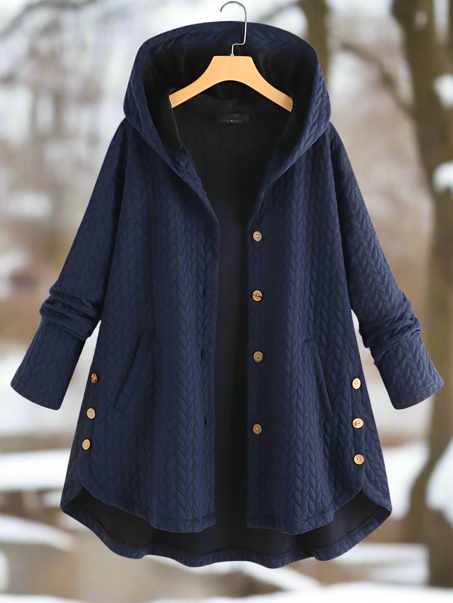 Dame Padded Jakke – Oversized Passform – Quiltet Design – Hette – Asymmetrisk Hem 1