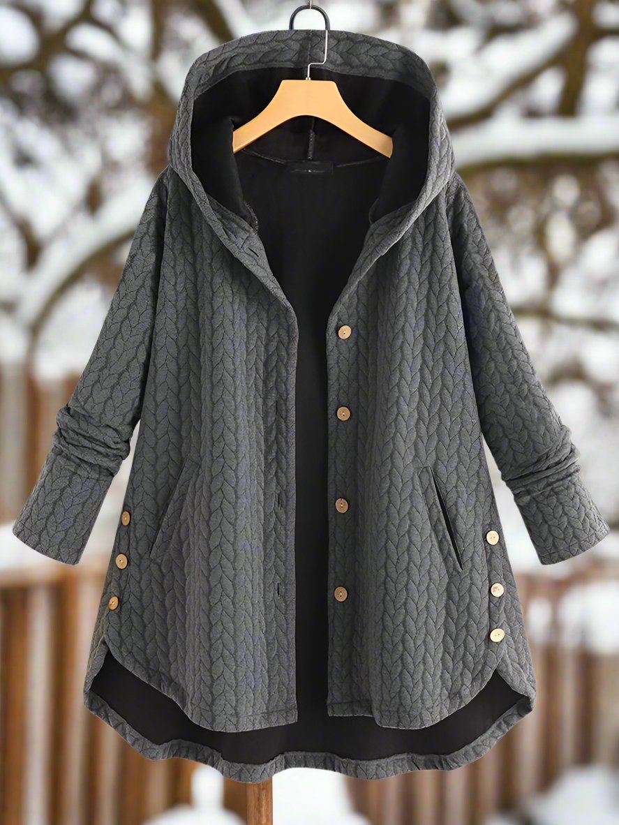 Dame Padded Jakke – Oversized Passform – Quiltet Design – Hette – Asymmetrisk Hem 4