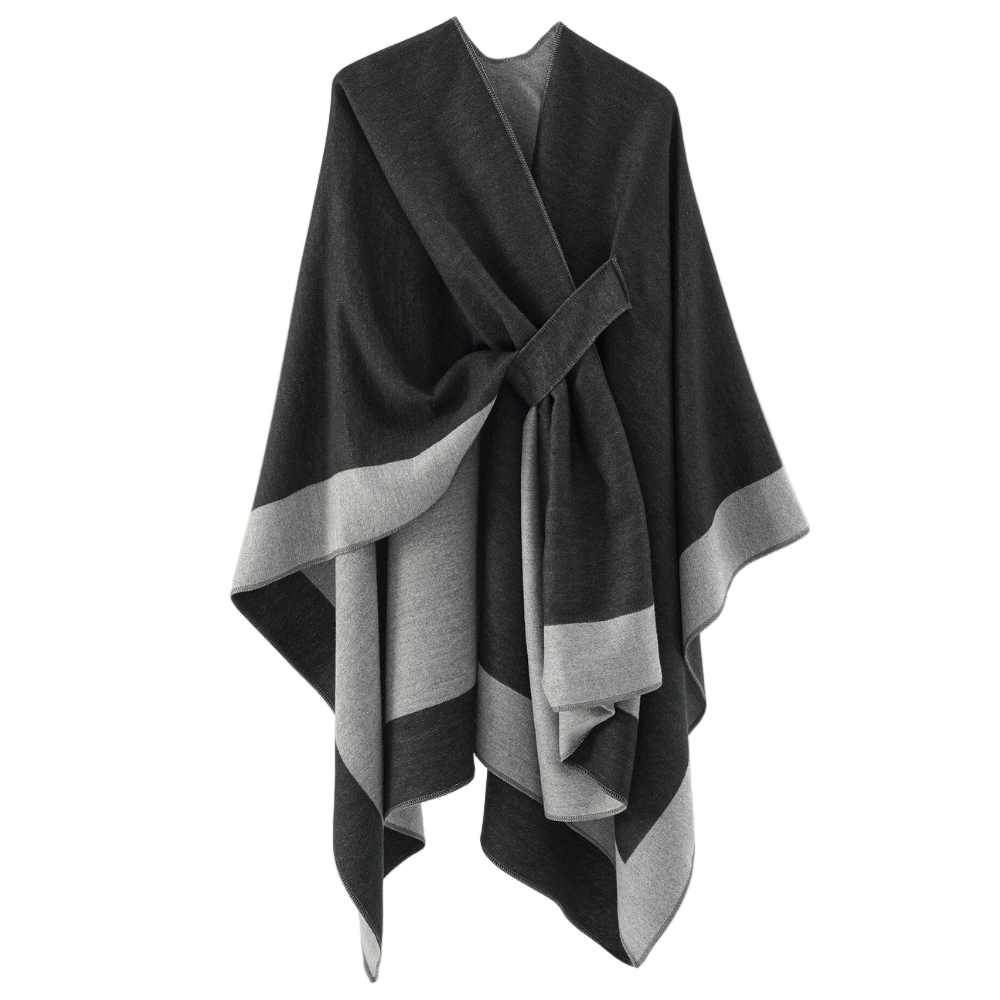 Dame Poncho i Imitert Kashmirstoff Moderne Design 0