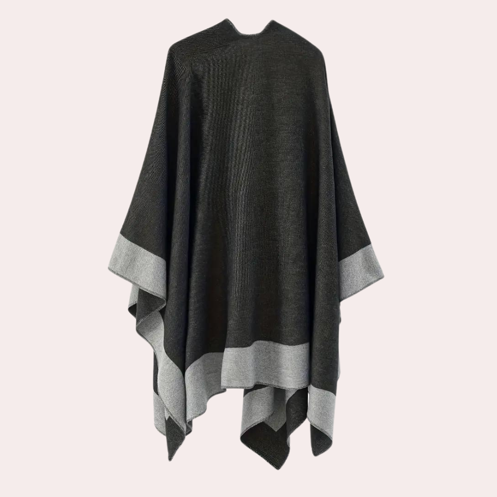 Dame Poncho i Imitert Kashmirstoff Moderne Design 1