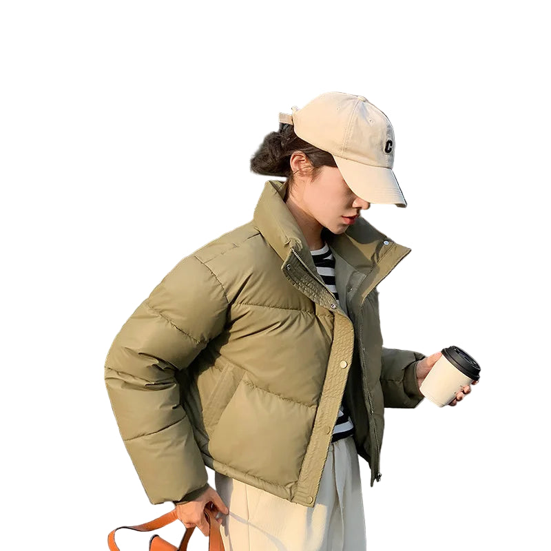 Dame Pufferjakke med Ståkrage 0