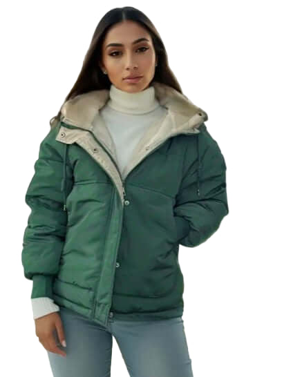 Dame Quilted Jakke med Fleecefôr og Hette 1