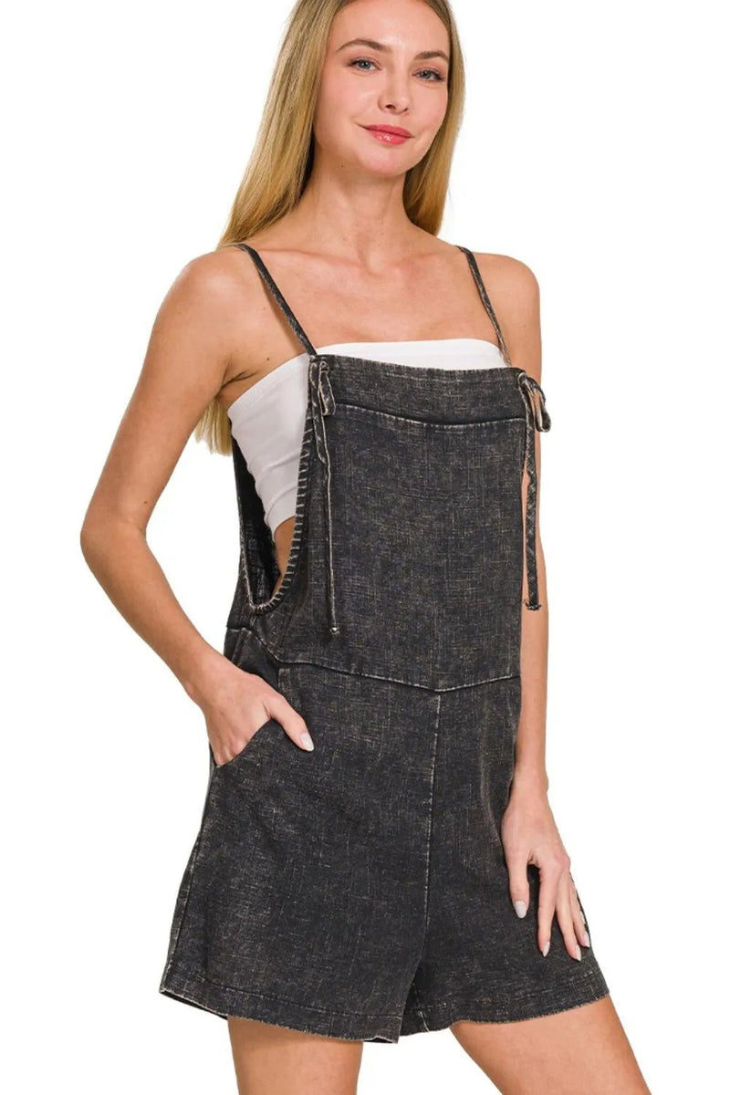 Dame Romper Justerbare Stropper Vasket Lin 1