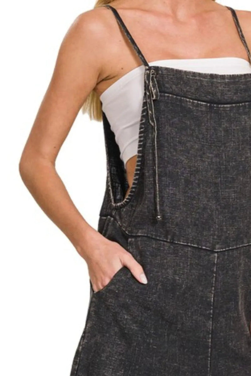 Dame Romper Justerbare Stropper Vasket Lin 2