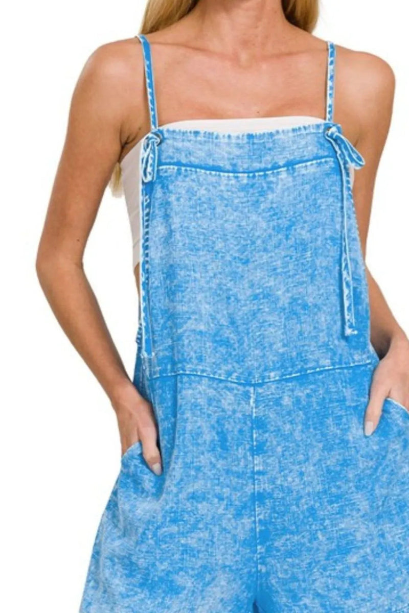 Dame Romper med Knytebånd Vasket Lin 2
