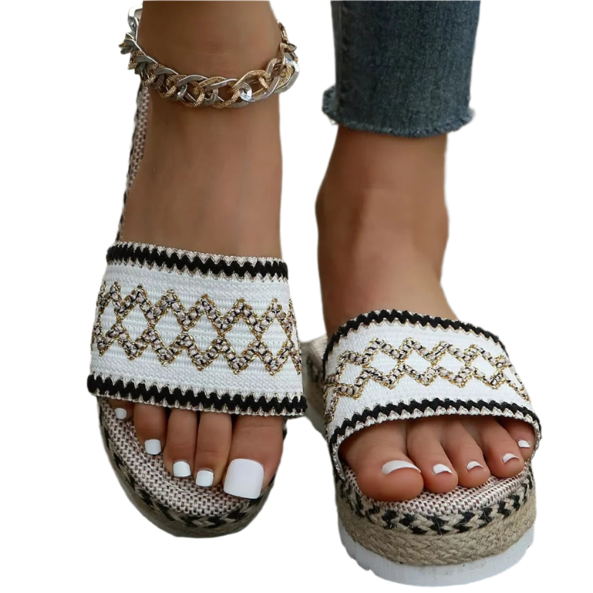 Dame Sandaler Ergonomisk Design med Vevde Detaljer og Lett Konstruksjon 0