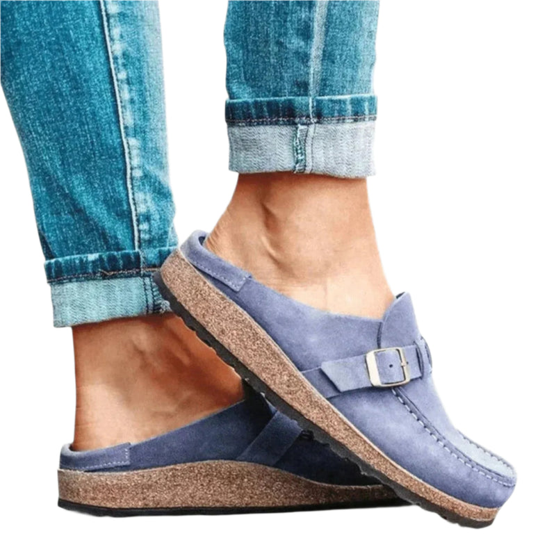 Dame Sandaler Mules Retro Daim med Justerbar Spenn og Lett Støtdempende Såle 0