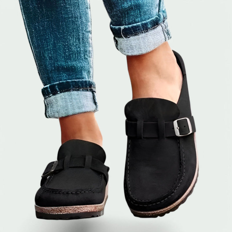 Dame Sandaler Mules Retro Daim med Justerbar Spenn og Lett Støtdempende Såle 2