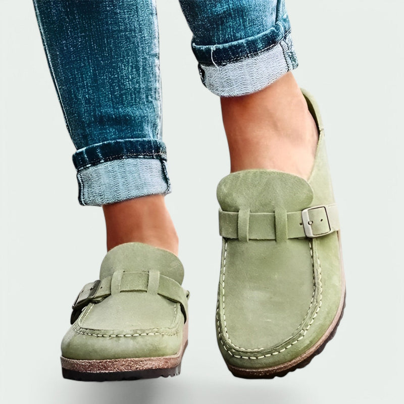 Dame Sandaler Mules Retro Daim med Justerbar Spenn og Lett Støtdempende Såle 5
