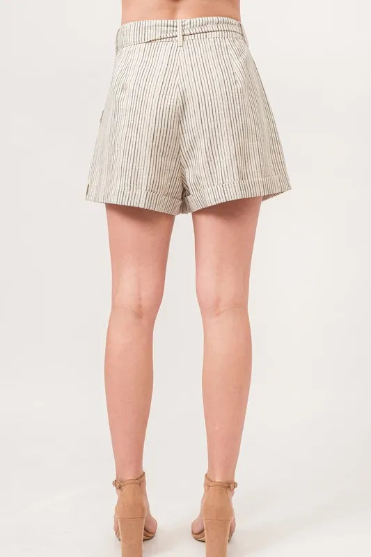 Dame Shorts Striped Flowing Linnenblanding 2