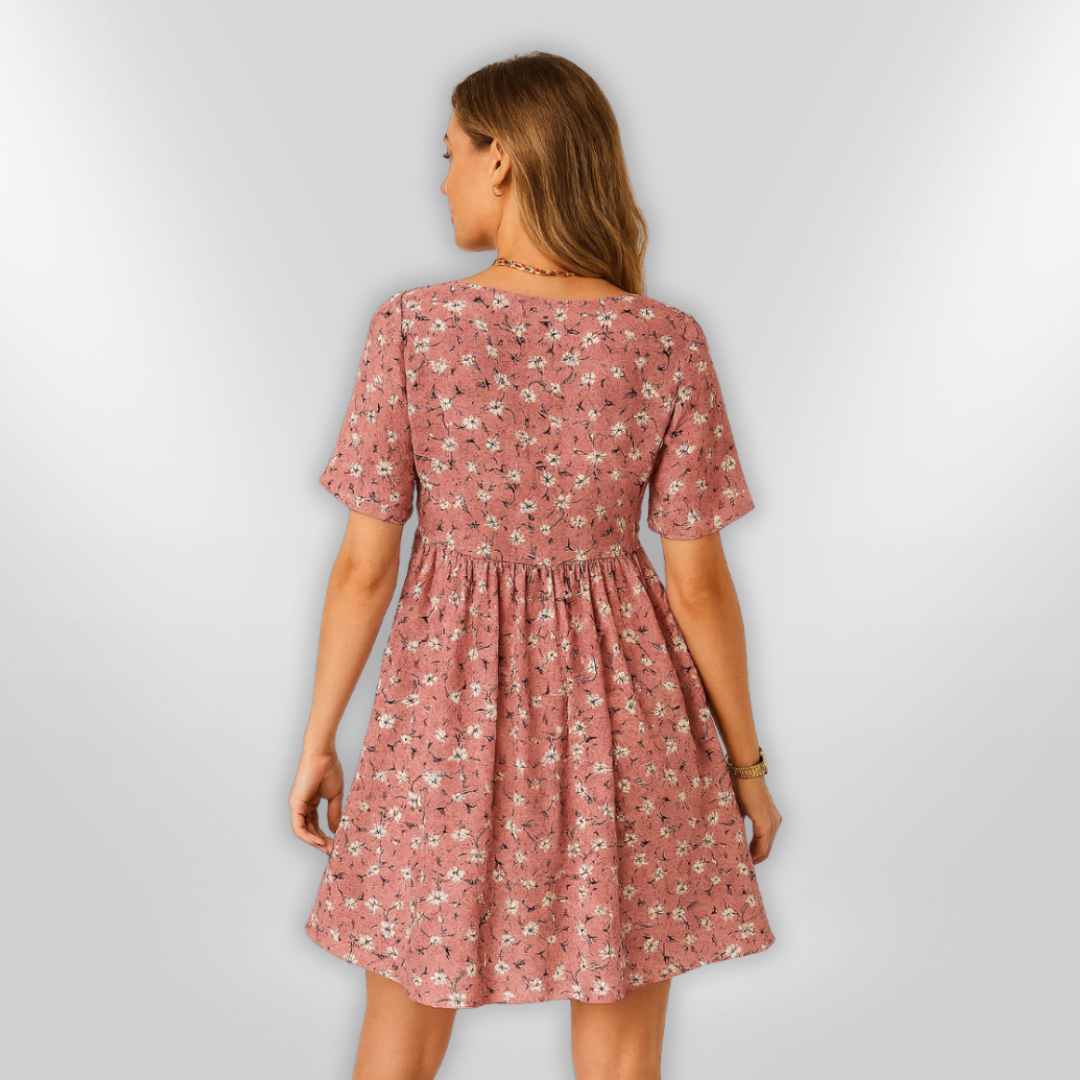 Dame Sommerkjole Blomsterdesign Lett Stoff 2