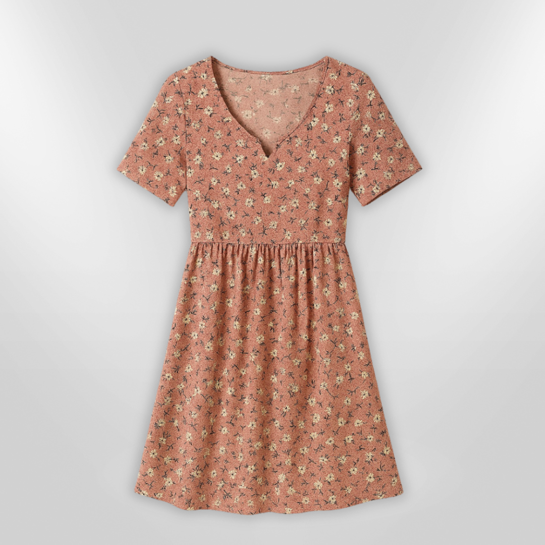 Dame Sommerkjole Blomsterdesign Lett Stoff 3